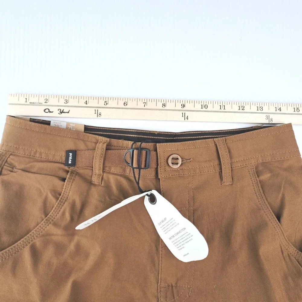 Prana Stretch Zion Slim Fit Tapered Leg Pant Mens 28x32 Brown Hiking Utility NWT
